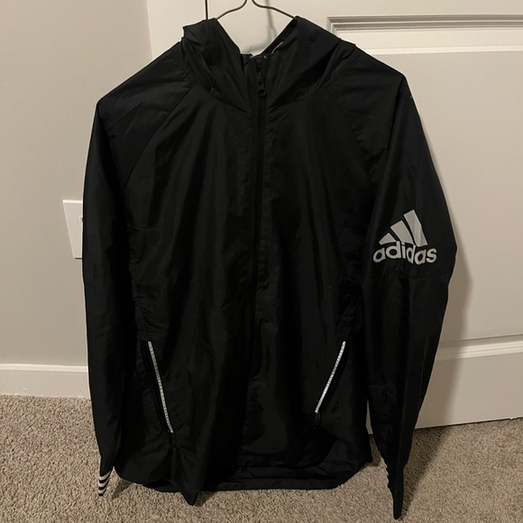 Adidas Windbreaker Jacket Black w Logo Men’s Medium - Picture 6 of 7